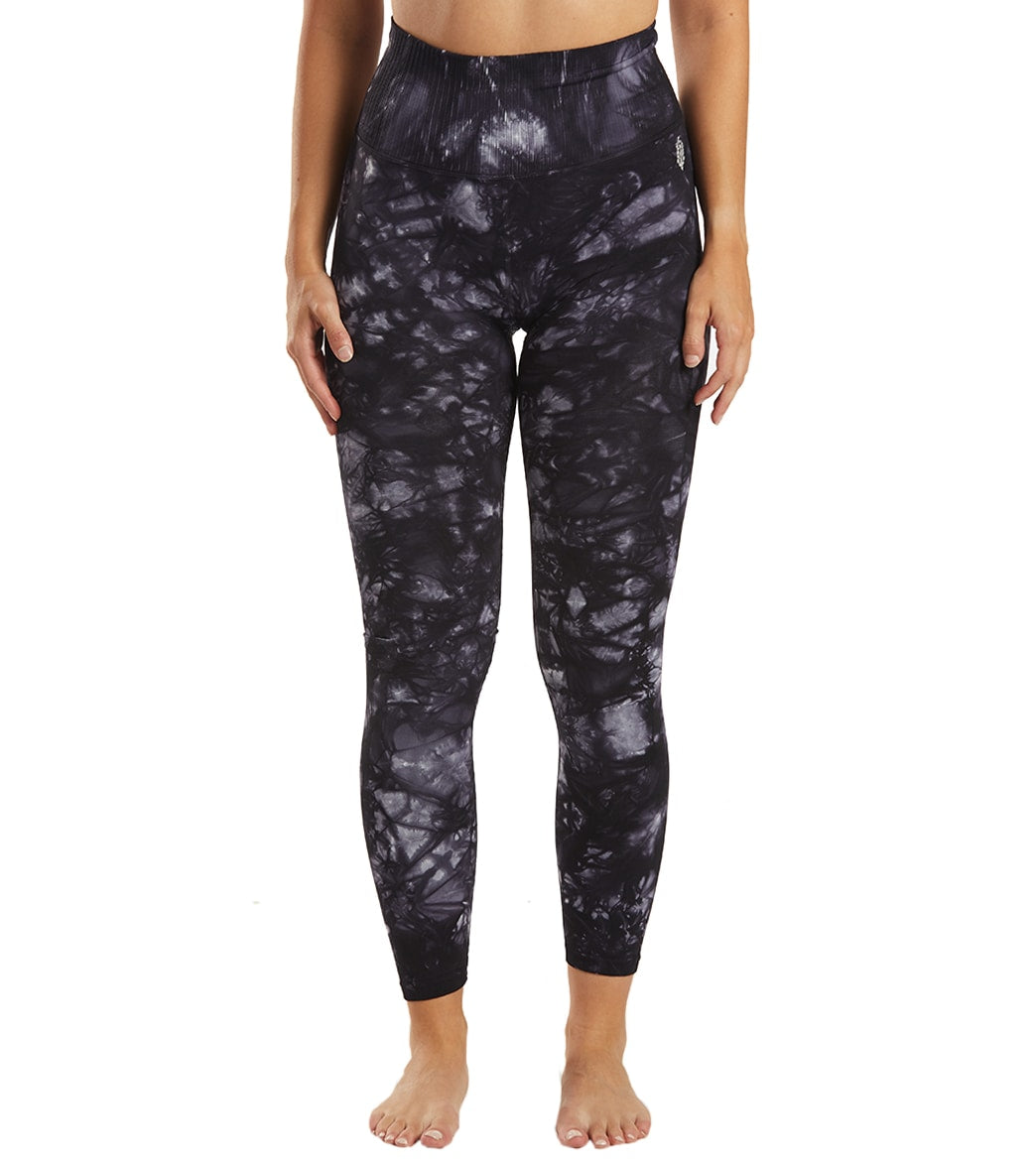 Free People Good Karma Tie Dye Yoga Leggings - Black Spandex