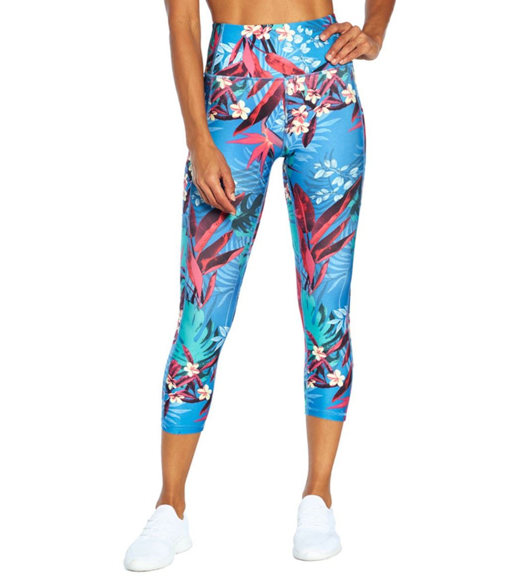 Marika Elsa Capri Pants - Vallarta Blue Aloha Mix Spandex Moisture Wicking