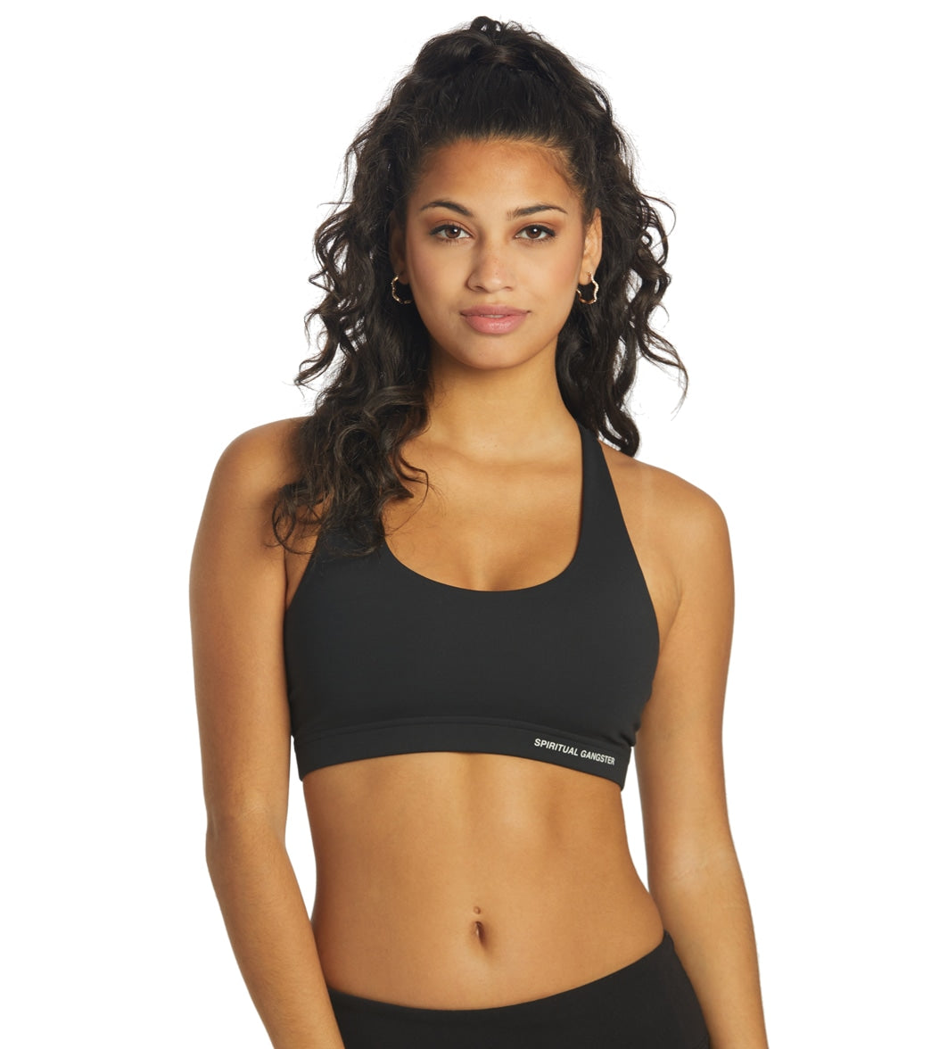 Spiritual Gangster High Neck Sports Bra in Deep Sea