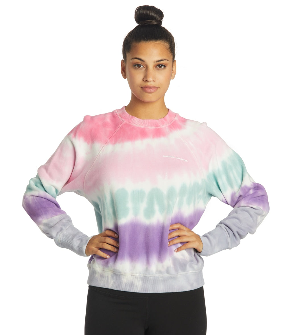 Spiritual Gangster Watercolor Bridget Raglan Pullover - Wash Tie Dye Cotton Shirt