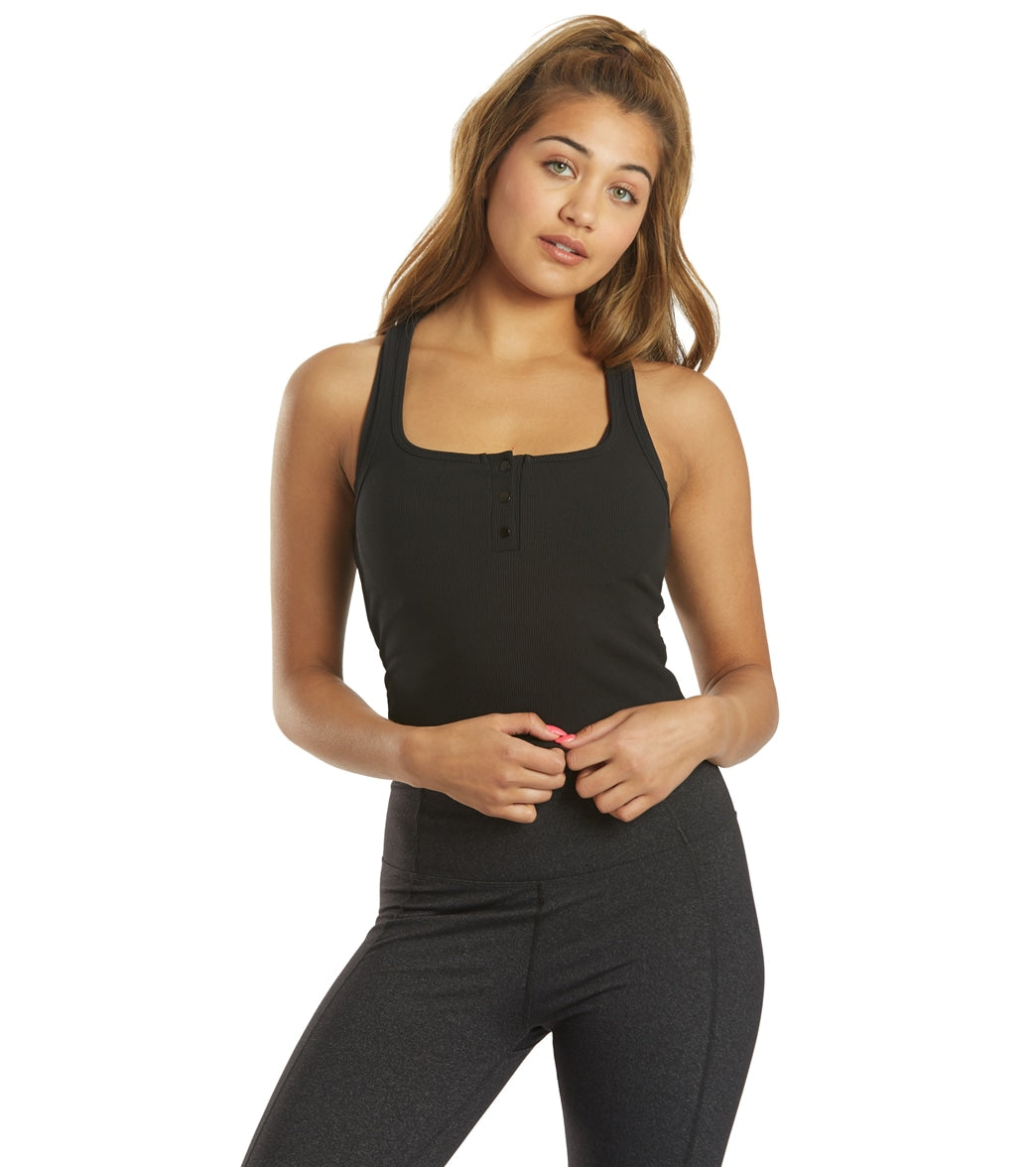 Marika Milly Crop Tank Top - Black - Spandex Moisture Wicking