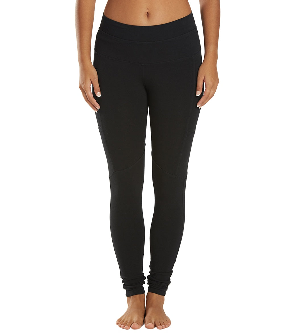 Hard Tail Women's Cargo Pocket High Rise Yoga Leggings - Black Cotton