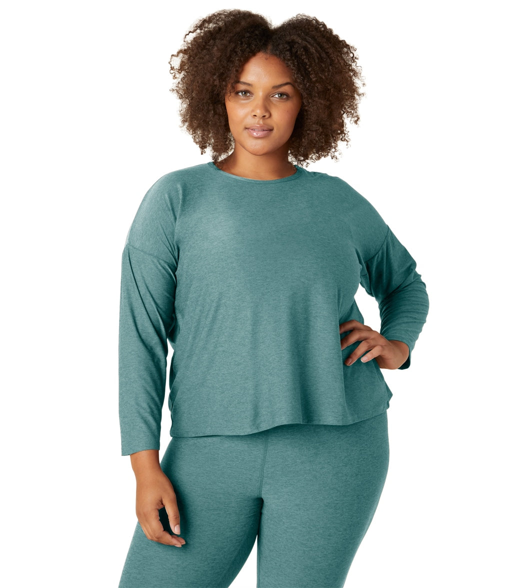 Beyond Yoga - Featherweight Sunrise Cropped Pullover - Birch Heather