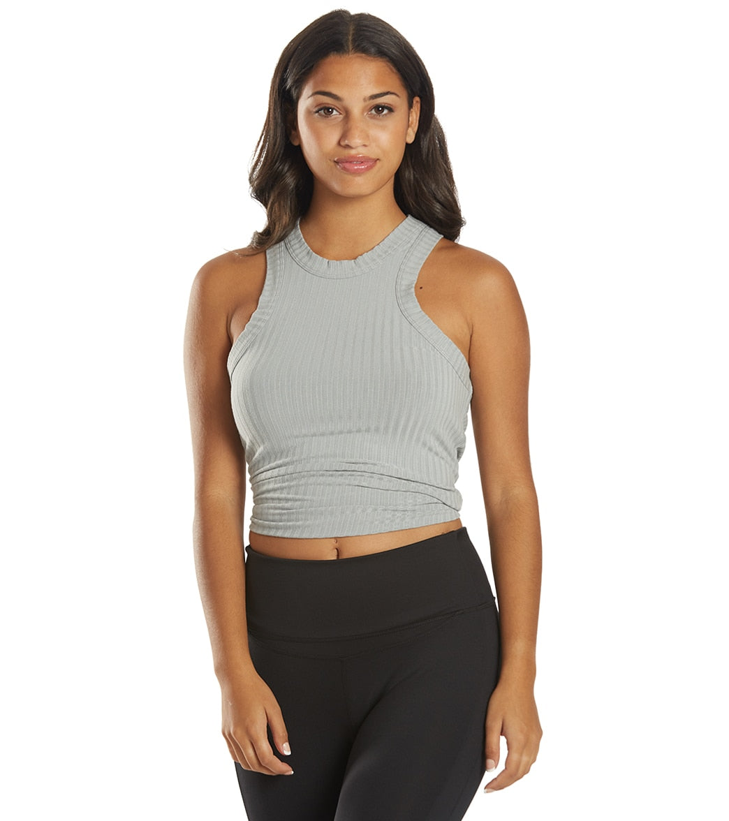 Free People Blissed Out Yoga Tank Top - Arctic Mist Spandex