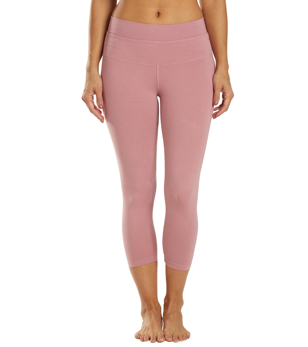 Hard Tail Women's High Rise Cotton Yoga Capri Pants - Dusty Rose Pink
