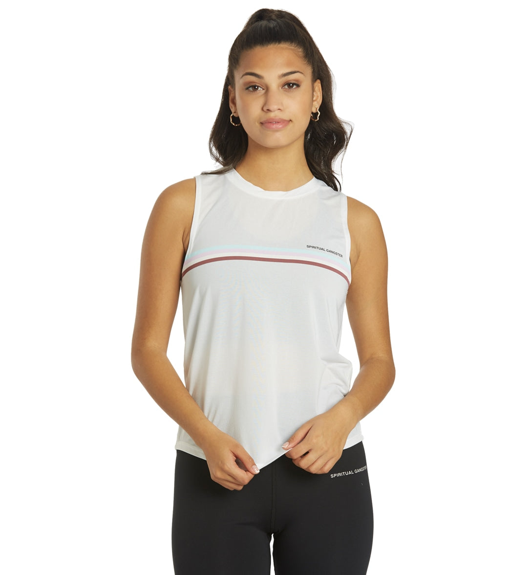 Spiritual Gangster SG Active Muscle Tank Top - White Cotton