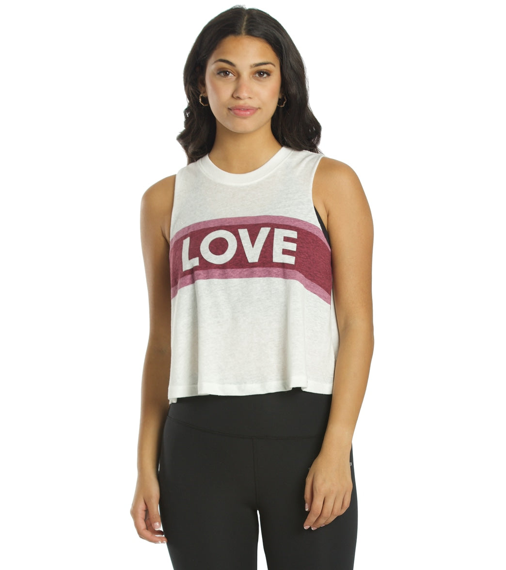 Spiritual Gangster Love Crop Tank Top - Stone Cotton