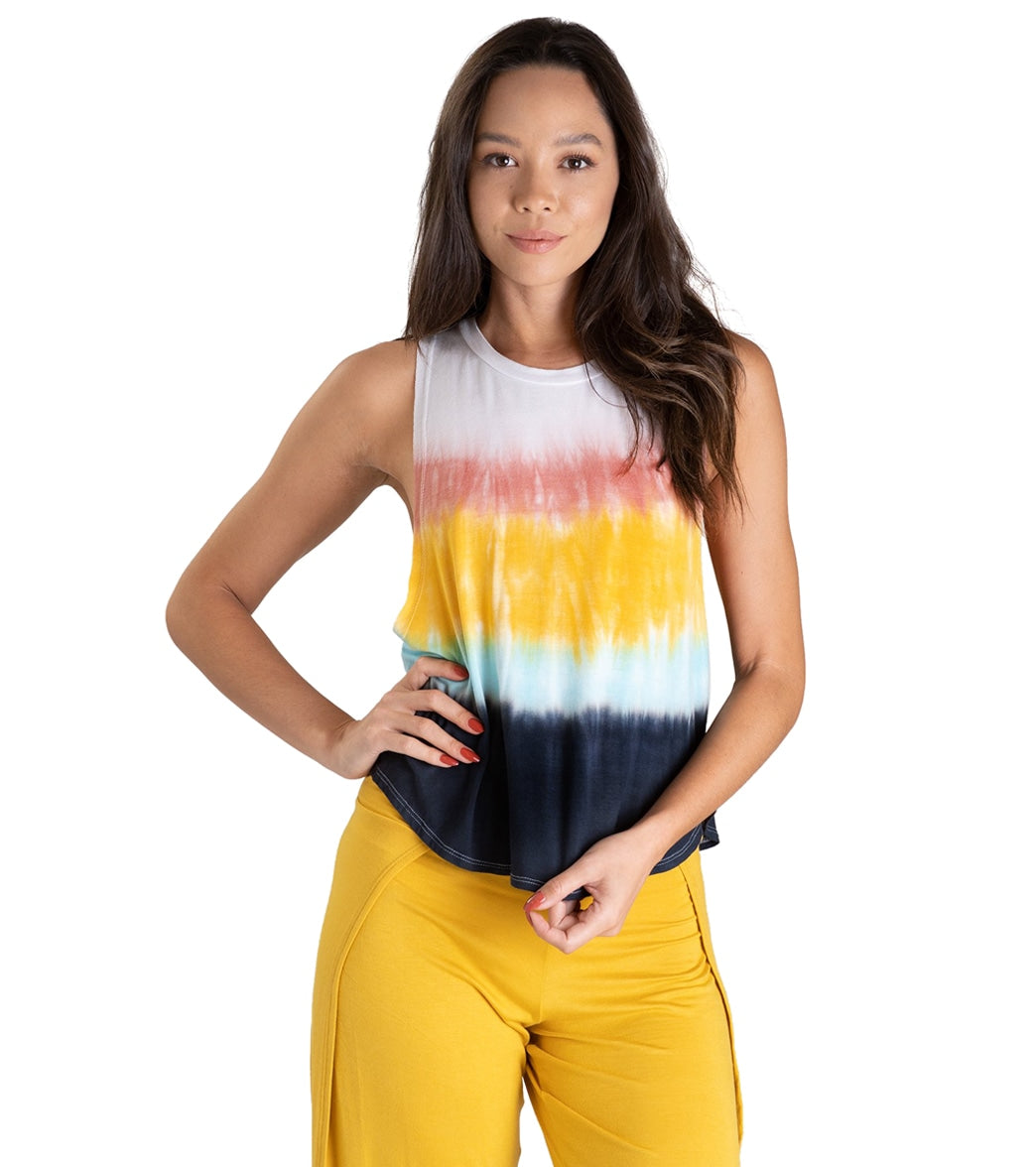 Jala Women's Muscle Tank Top - Rainbow Dye - Spandex Moisture Wicking