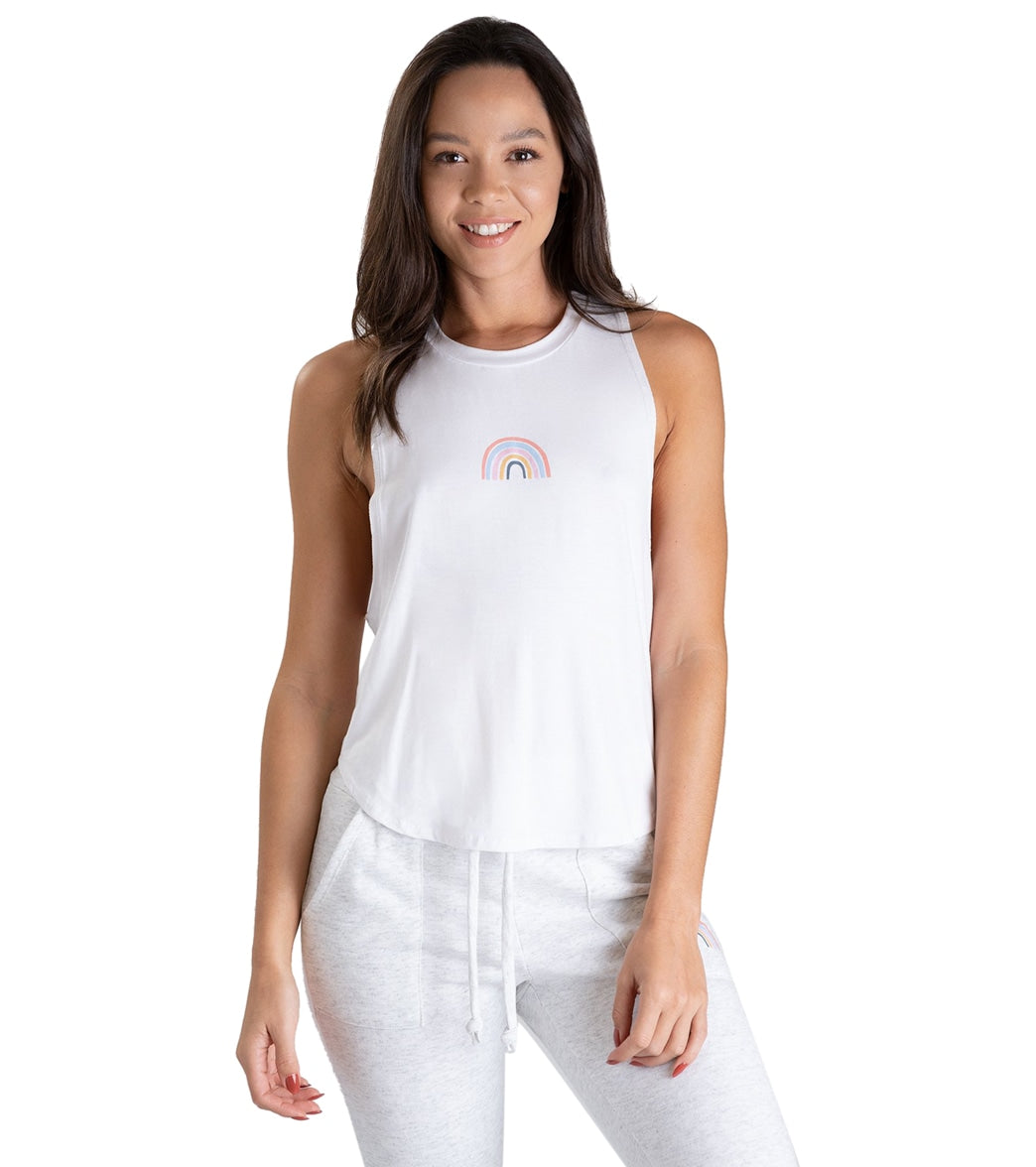 Jala Women's Rainbow Tank Top - White - Spandex