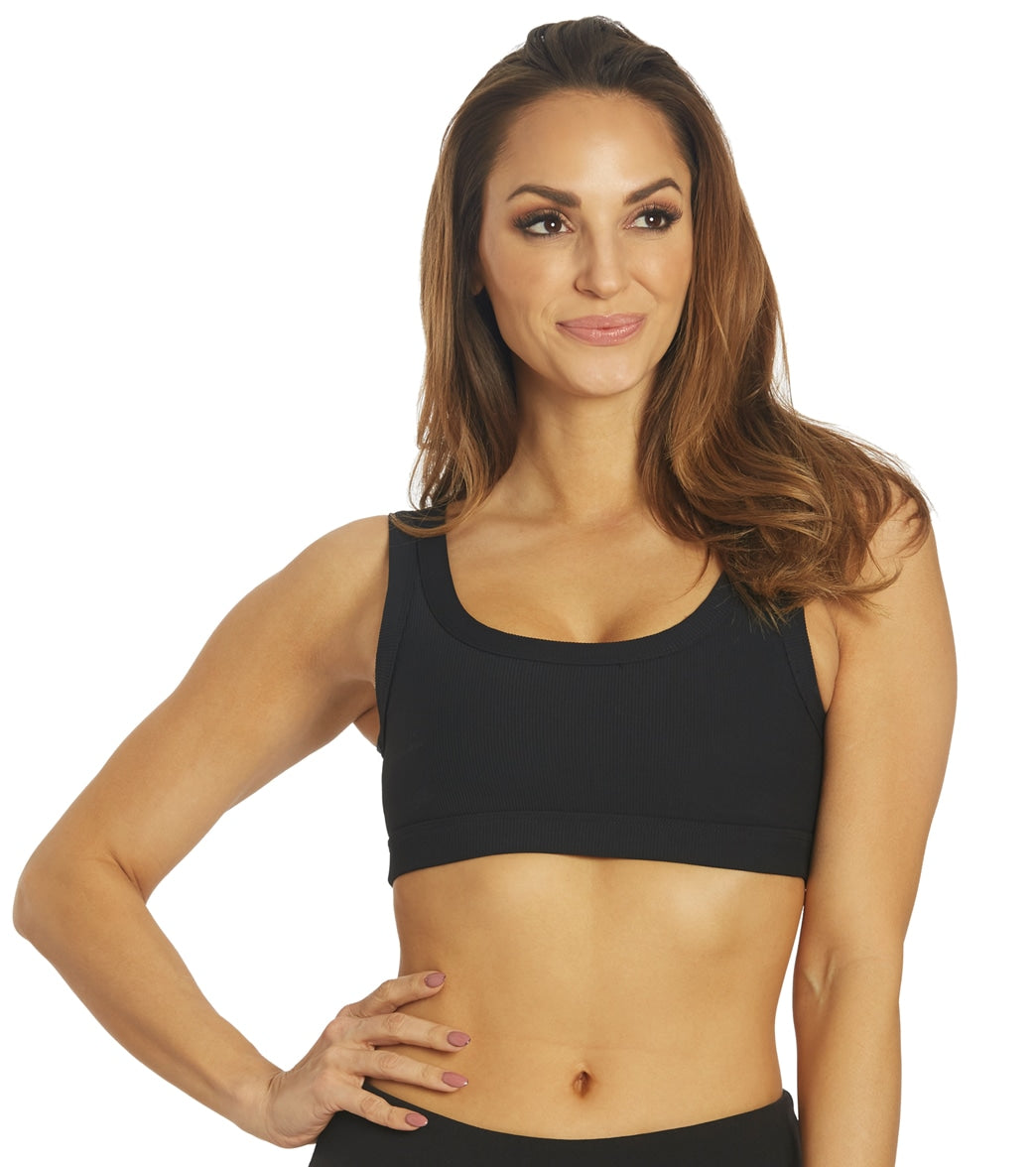 Glyder Ease Yoga Sports Bra - Black Spandex Moisture Wicking