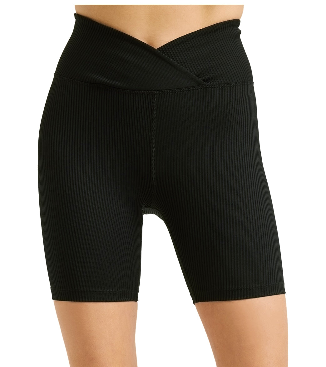 Year of Ours Ribbed V Waist Biker Short - Black - Spandex