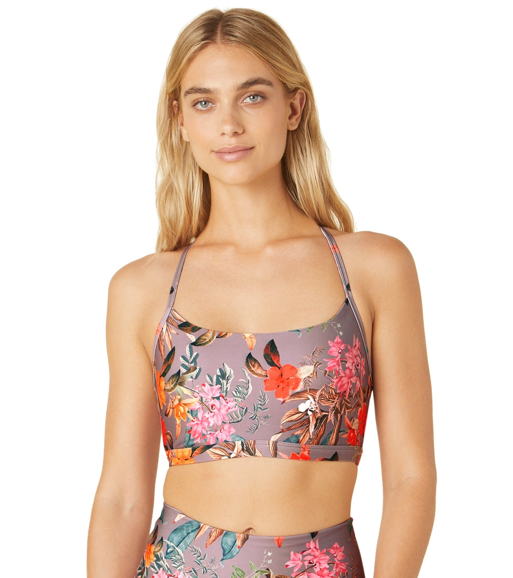 Beyond Yoga T-Back Luxe Bra - Silverberry Bloom Plastic Moisture Wicking