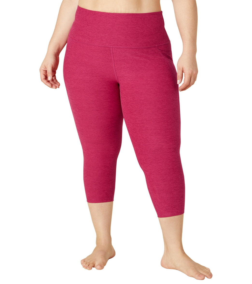 Beyond Yoga Plus Size Spacedye Out Of Pocket High Waisted Capri Pants Leggings - Dragonfruit-Sangria Dragonfruit/Sangria