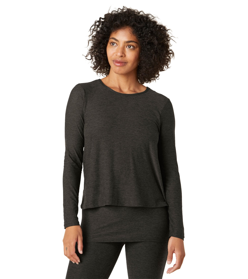 Solid Yoga Wrap Top with Long Sleeves