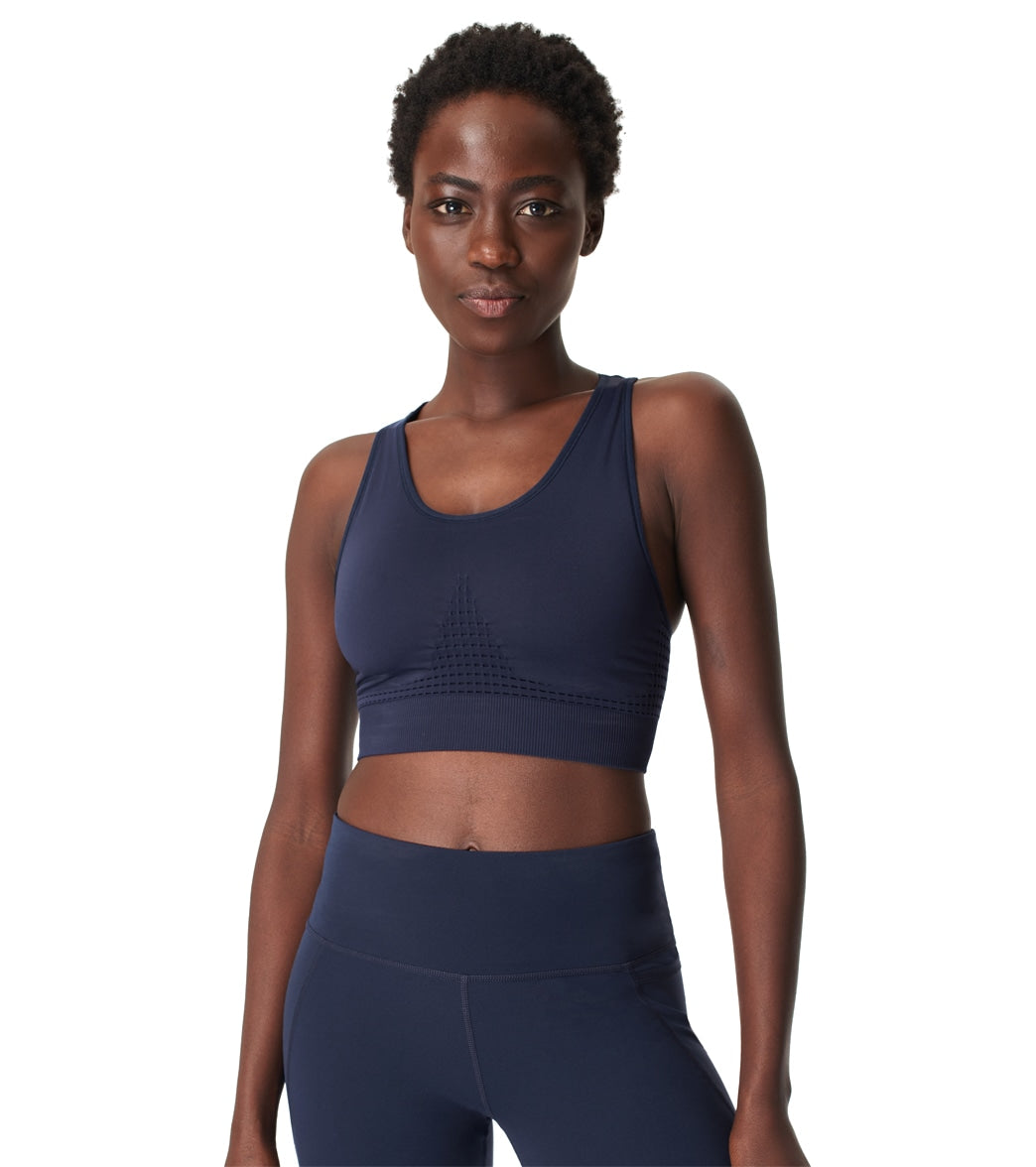 Lady Gym Wear Navy Blue Solid Color Yoga Bra Adjustable Strap Sports Bra -  China Sports Bra and Yoga Wear price