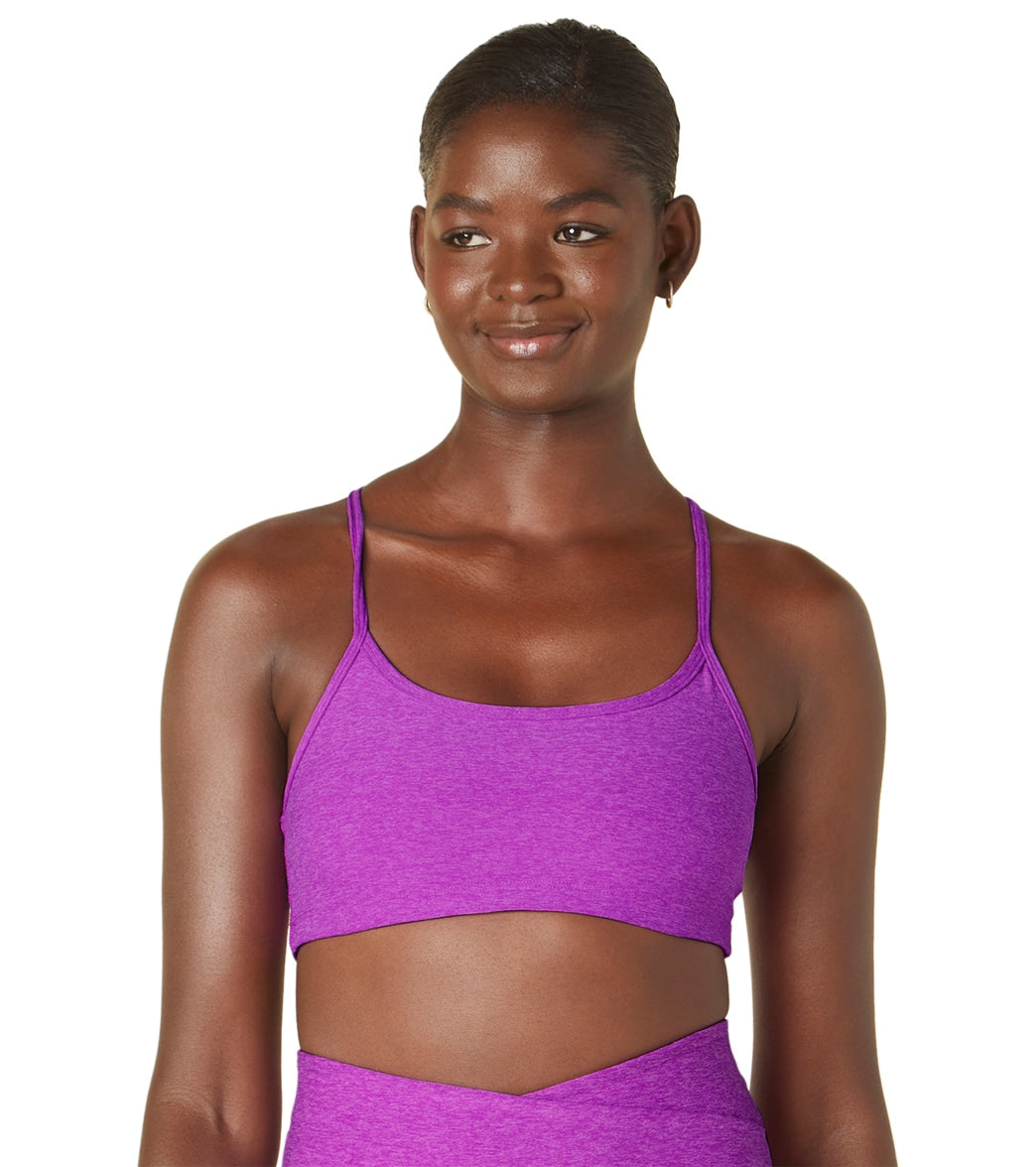 Beyond Yoga Spacedye Slim Racerback Sports Bra - Vivid Plum Heather Moisture Wicking