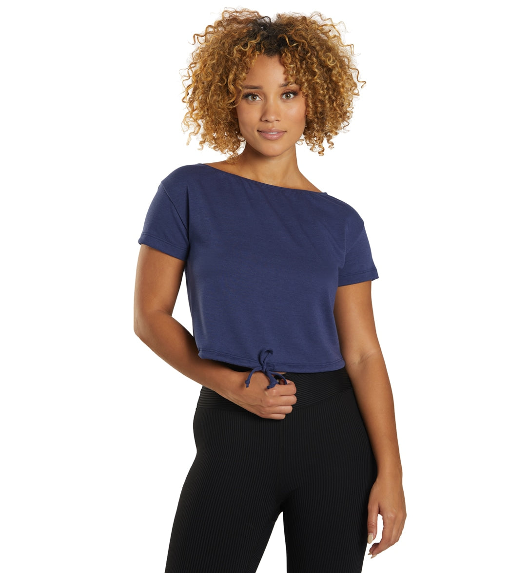 NUX Boat Crop - Navy Navy Blue - Spandex Top