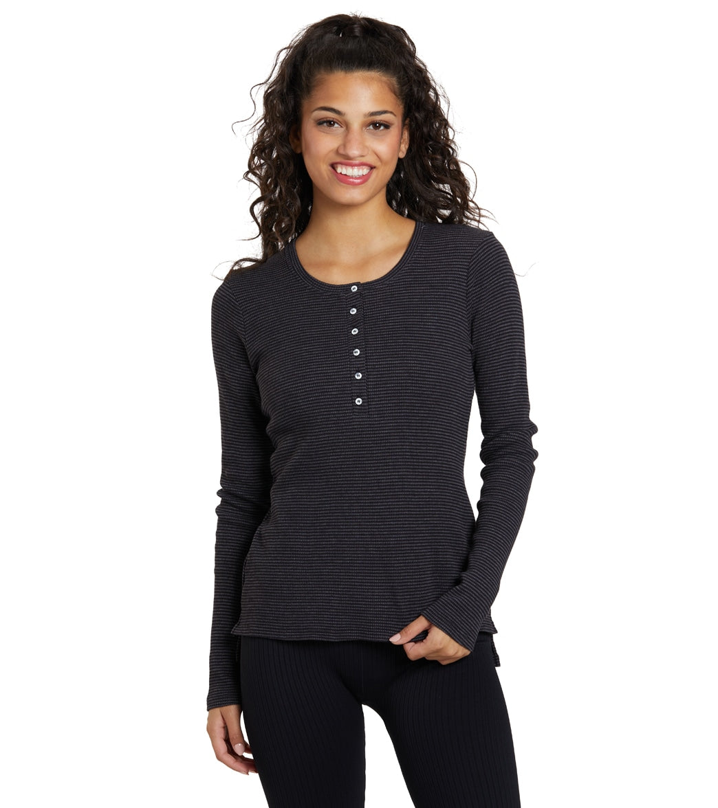 NUX Henley Long Sleeve T-shirt - Black -