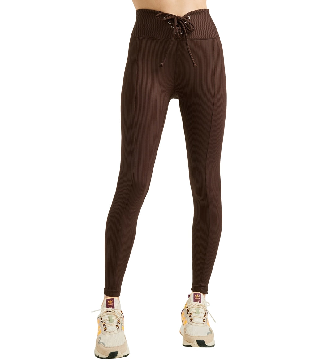 Year of Ours Ribbed Football Leggings - Dark Oak - Spandex