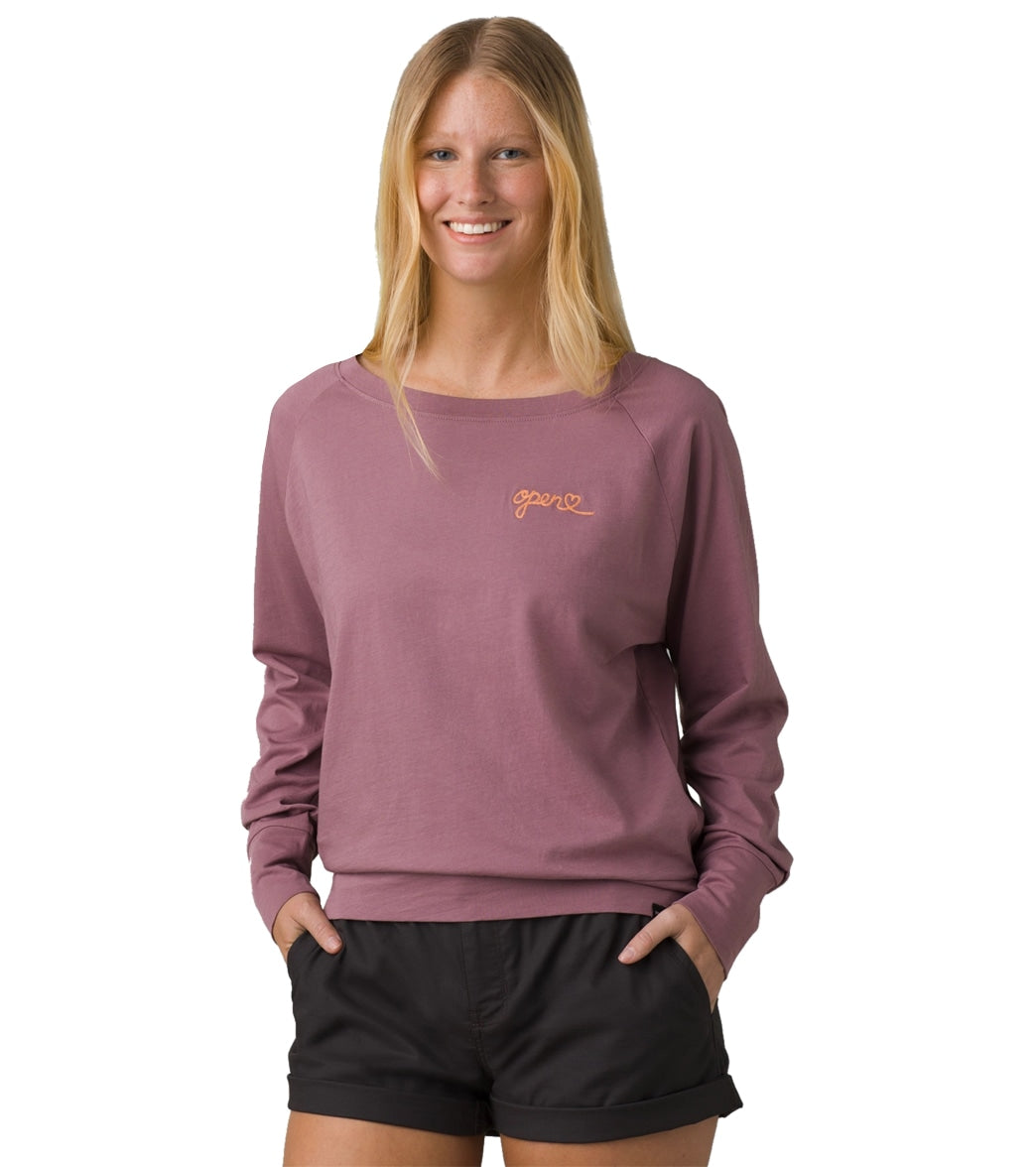 prAna Organic Graphic Long Sleeve T-shirt - Soft Musk Open Heart Cotton