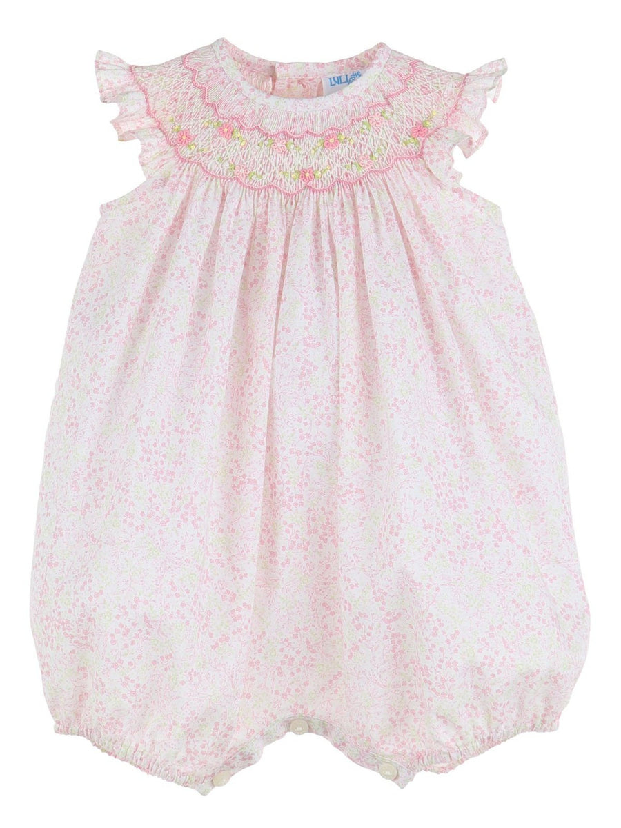 *Tiny Pink Floral Smock Bubble | Posh Tots Children's Boutique