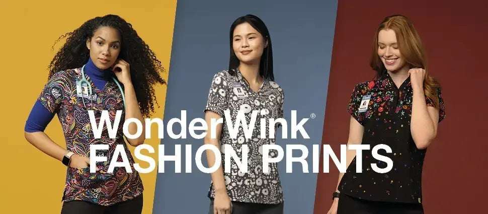 WonderWink Women's printed and patterned scrub tops. Sold in Australia by Infectious Clothing Company - Authorised reseller