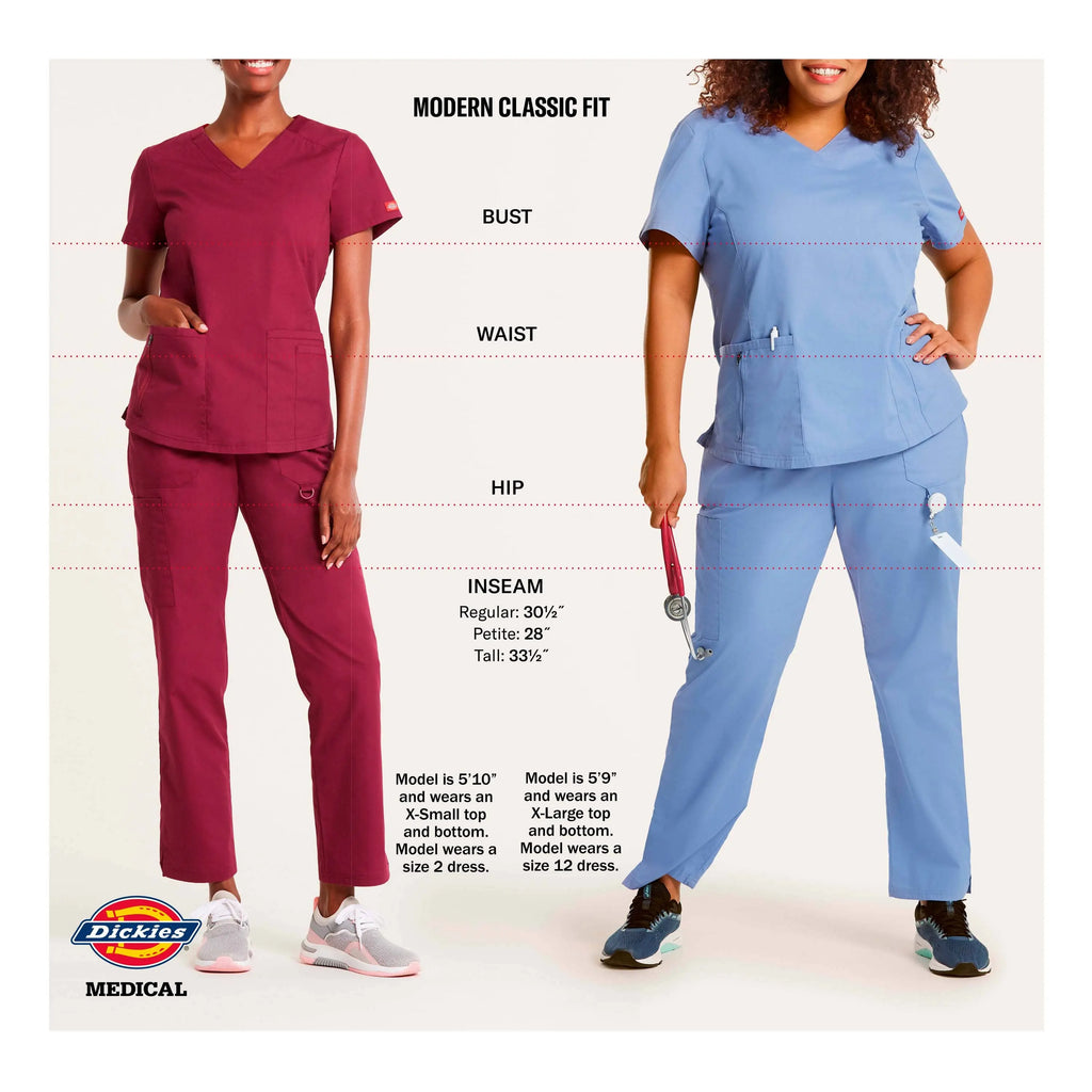 Dickies Modern Classic Size Chart for Women's Scrubs Australia