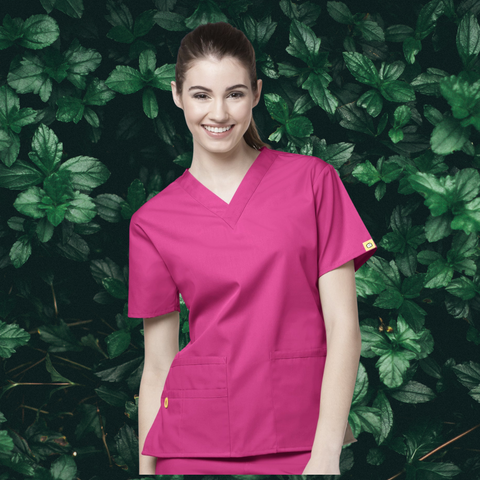 Infectious Clothing company breast cancer awareness month pink printed scrubs pink ribbon day