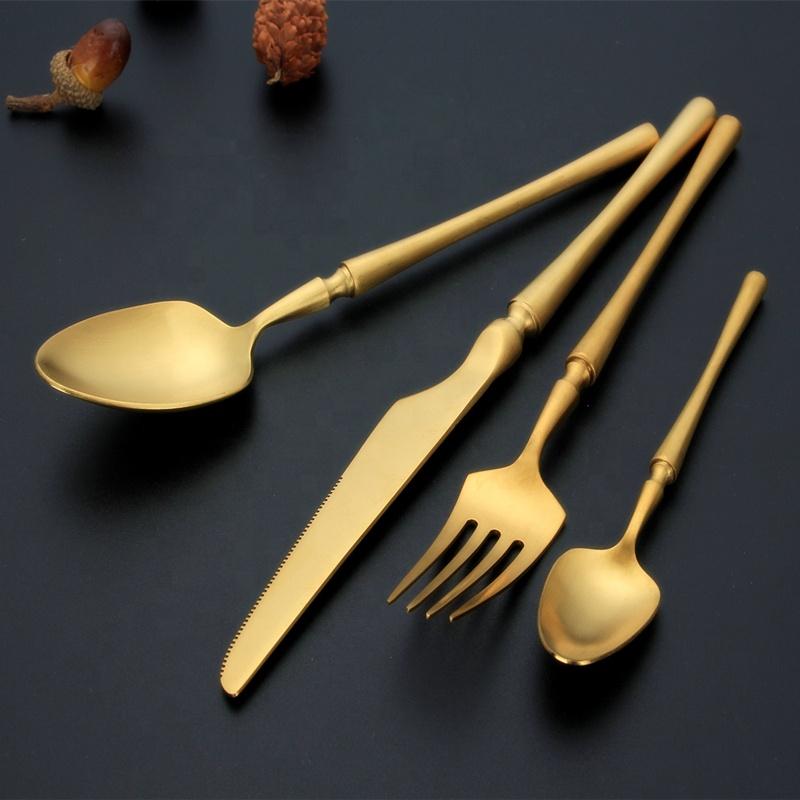 Altin 6 Piece Flatware Set - Black and Gold – Tea + Linen