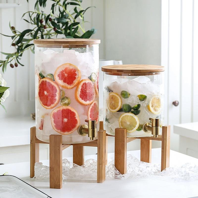 large glass drink dispenser