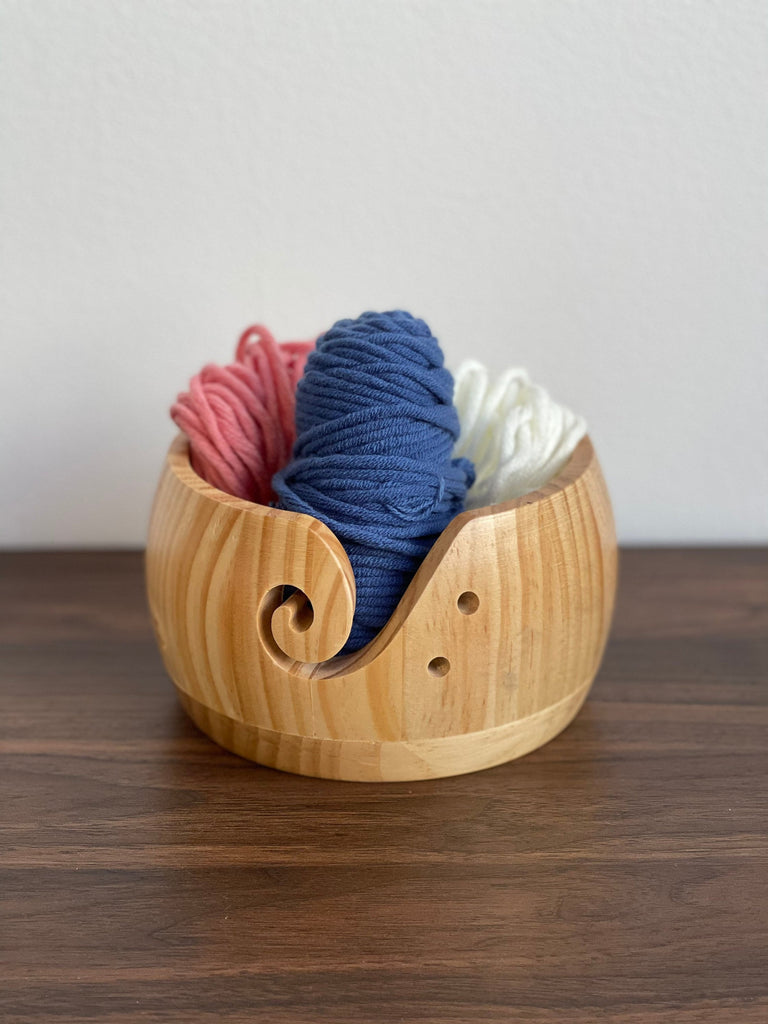 Wooden Yarn Storage Bowl Knitting Yarn Bowl Vintage Yarn Bowl for
