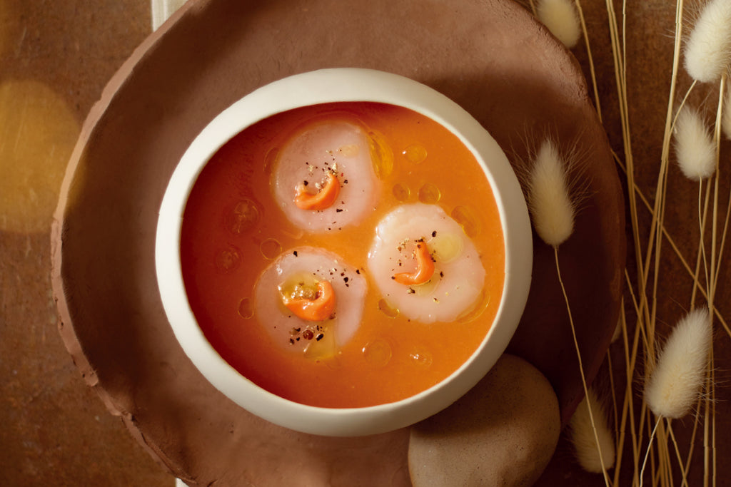 カボチャと帆立の柑橘スープ