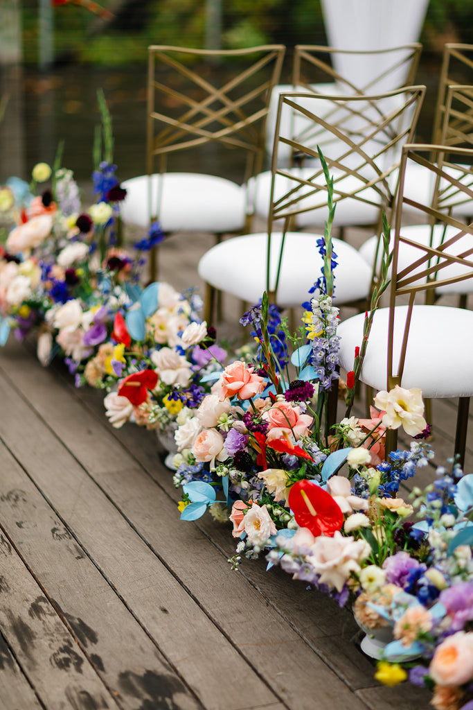 floral aisle runner, colorful wedding aisle, wedding aisle florals