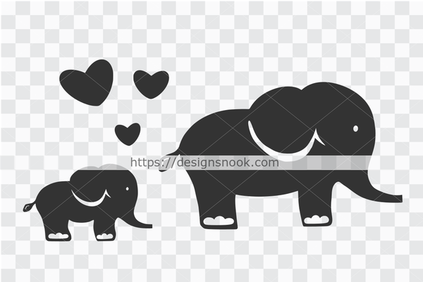 Mom And Baby Elephant Svg Designs Nook