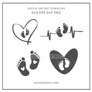 Free 292 Baby Footprint Heart Svg SVG PNG EPS DXF File