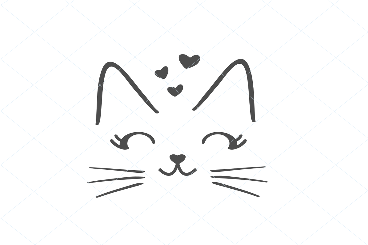 Cat wearing glasses, cute cat svg, smiling cat svg, cute cat cut file