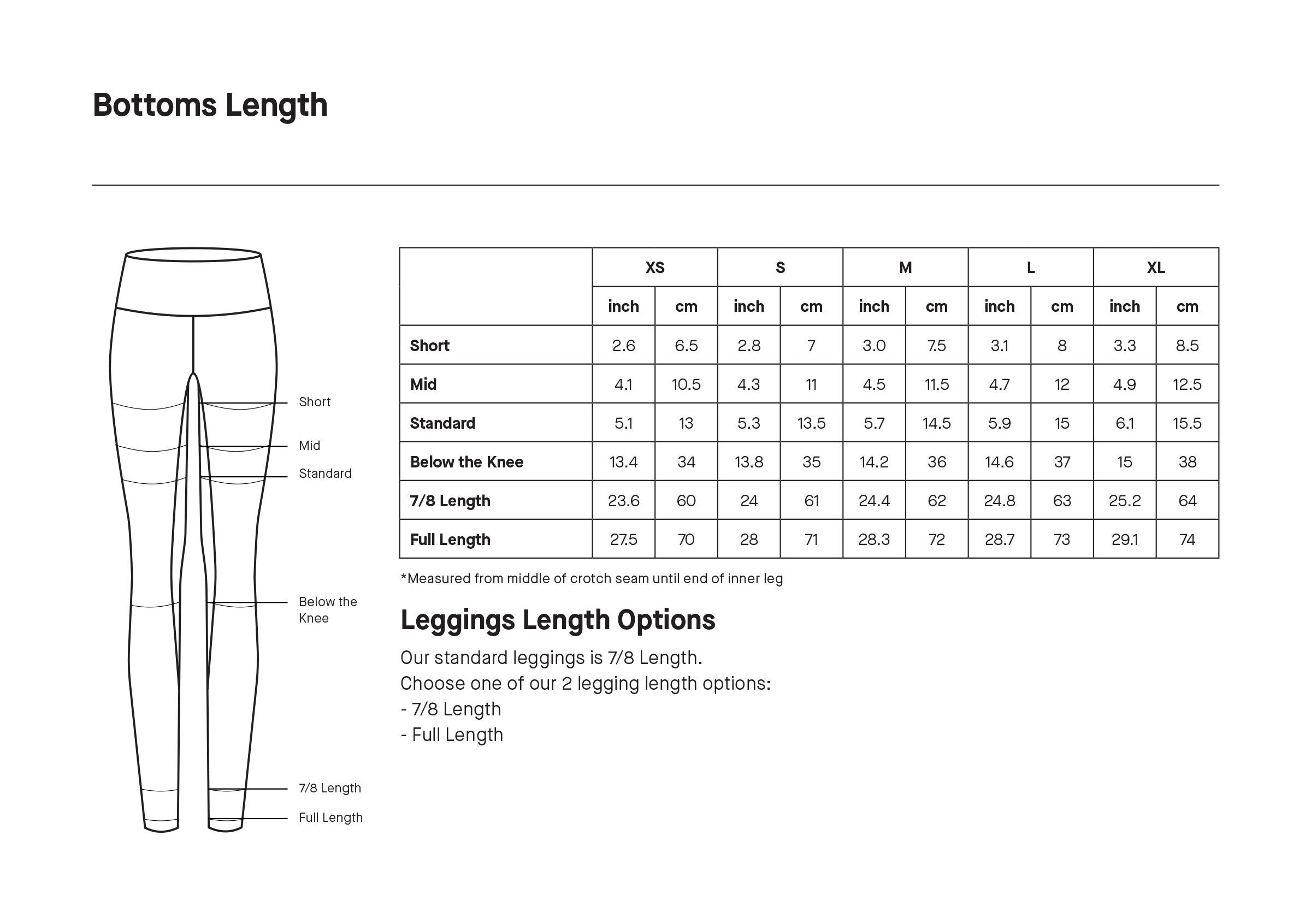 Women's Active Bottom Length Options