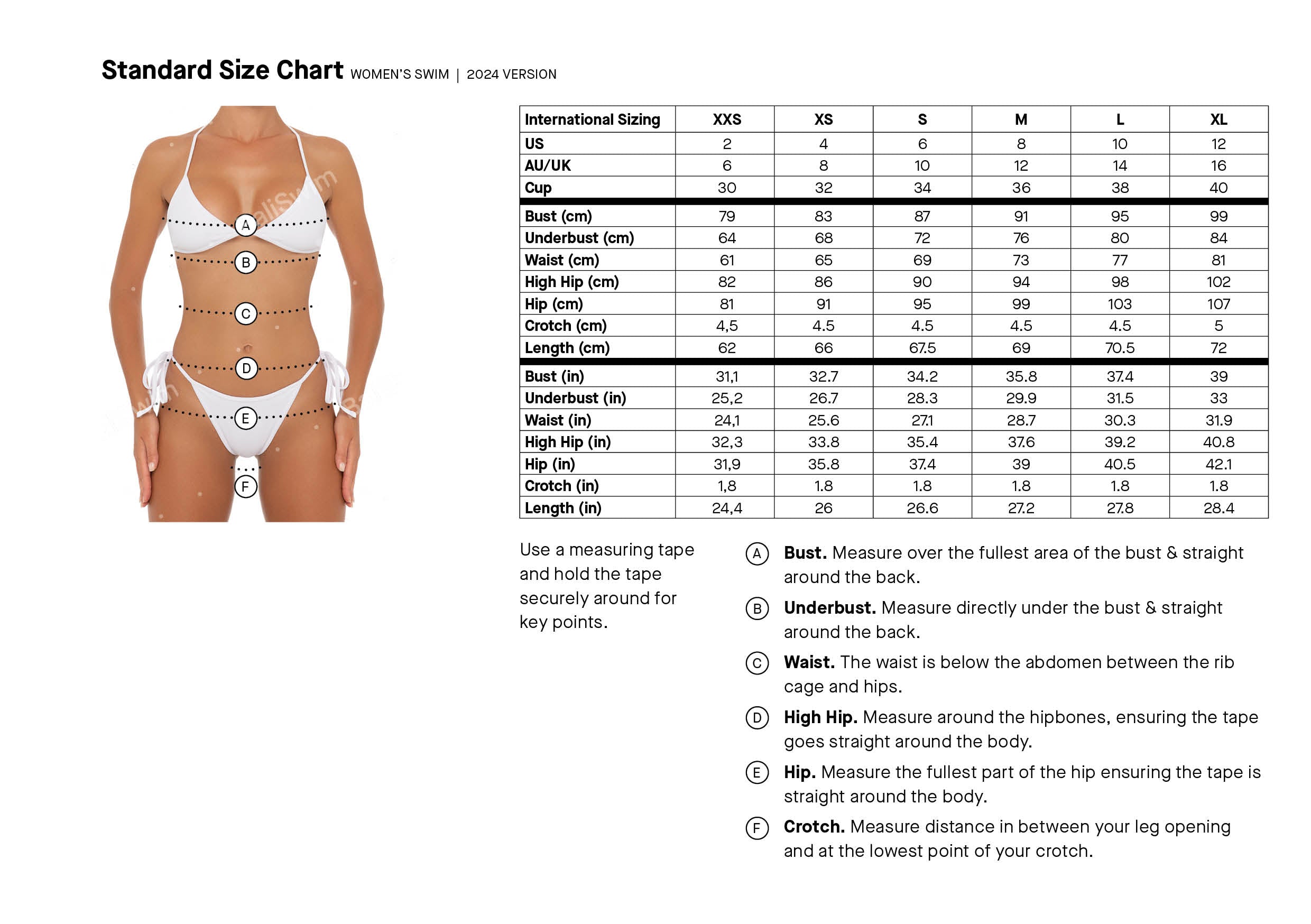 Bikini Size Chart Guide, Find the Perfect Swimsuit