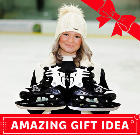 Black adjustable ice hockey skates - Xino Sports