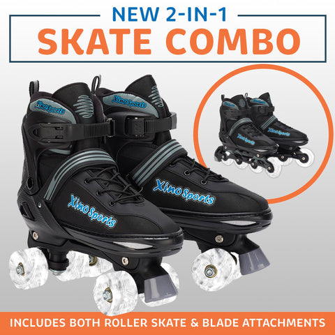 Xino Sports adjustable combo skates for adults, youth and kids
