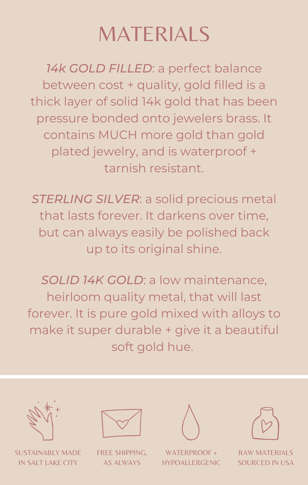 NOLIA Jewelry • About Us + Materials We Use