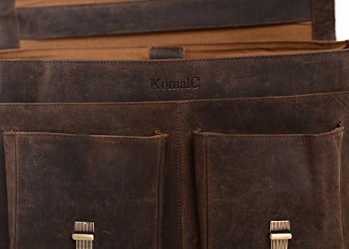 komalc 15 inch retro buffalo hunter leather laptop messenger bag