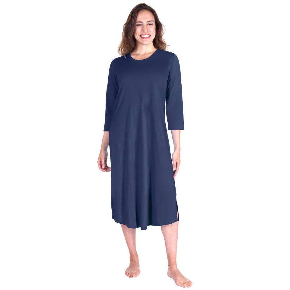 Image of Women's Moisture Wicking Long Scoop Neck Nightgown with 3/4 Sleeves