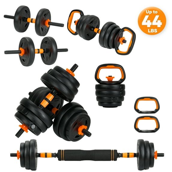 Naipo 44LB Adjustable Dumbbell Set 4-in-1 to Kettlebell, Barbell & Push-Up Stand Home Gym Weights Dumbbells for Beginners, Teens & Women Space Saving Workout Equipment