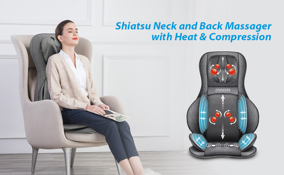 Comfier Shiatsu Neck & Back Massager 2D/3D Kneading Full Back Massager