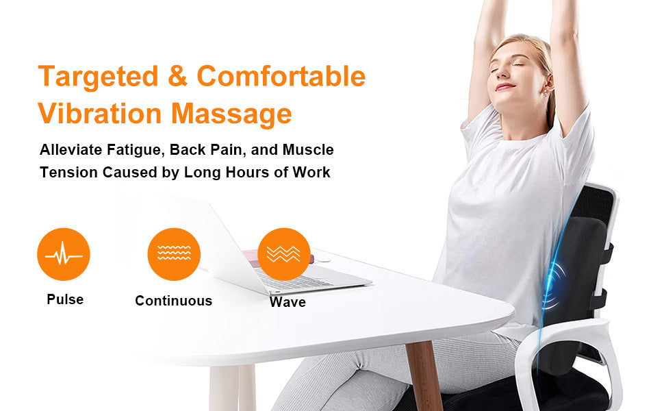 Cili Lumbar Support Pillow for Ofiice Chair, Heated Back Support Pillow with Vibration, Back Massager for Pain Relief, Back Cushion for Sofa Car