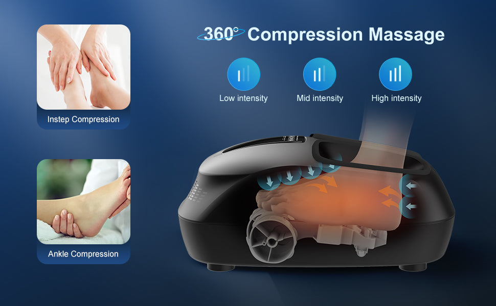 Comfier Foot Massager Machine with Heat,Rolling Compression Shiatu Feet Massager--CF-5250