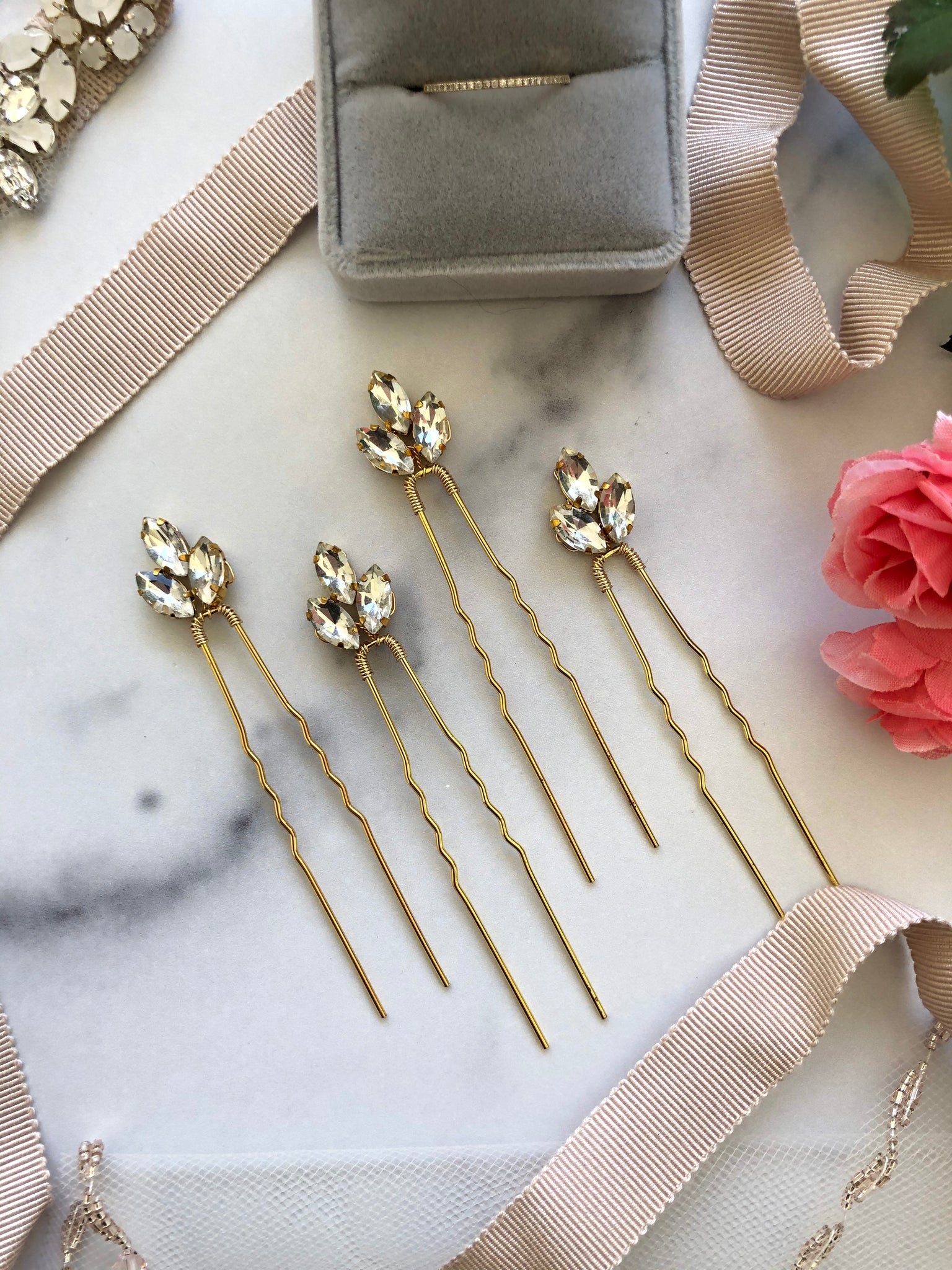 Kord Store Latest Design Rose Gold Platted Blue and White Stone Hair Pin  Set For Girls and Women  JioMart