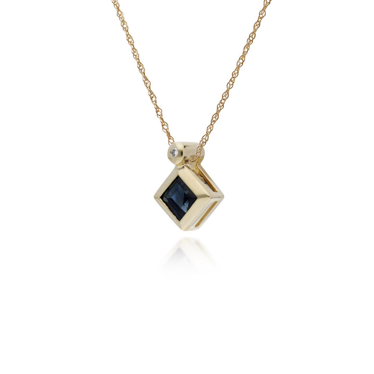 Geometric Square Sapphire & Diamond Pendant Image 2