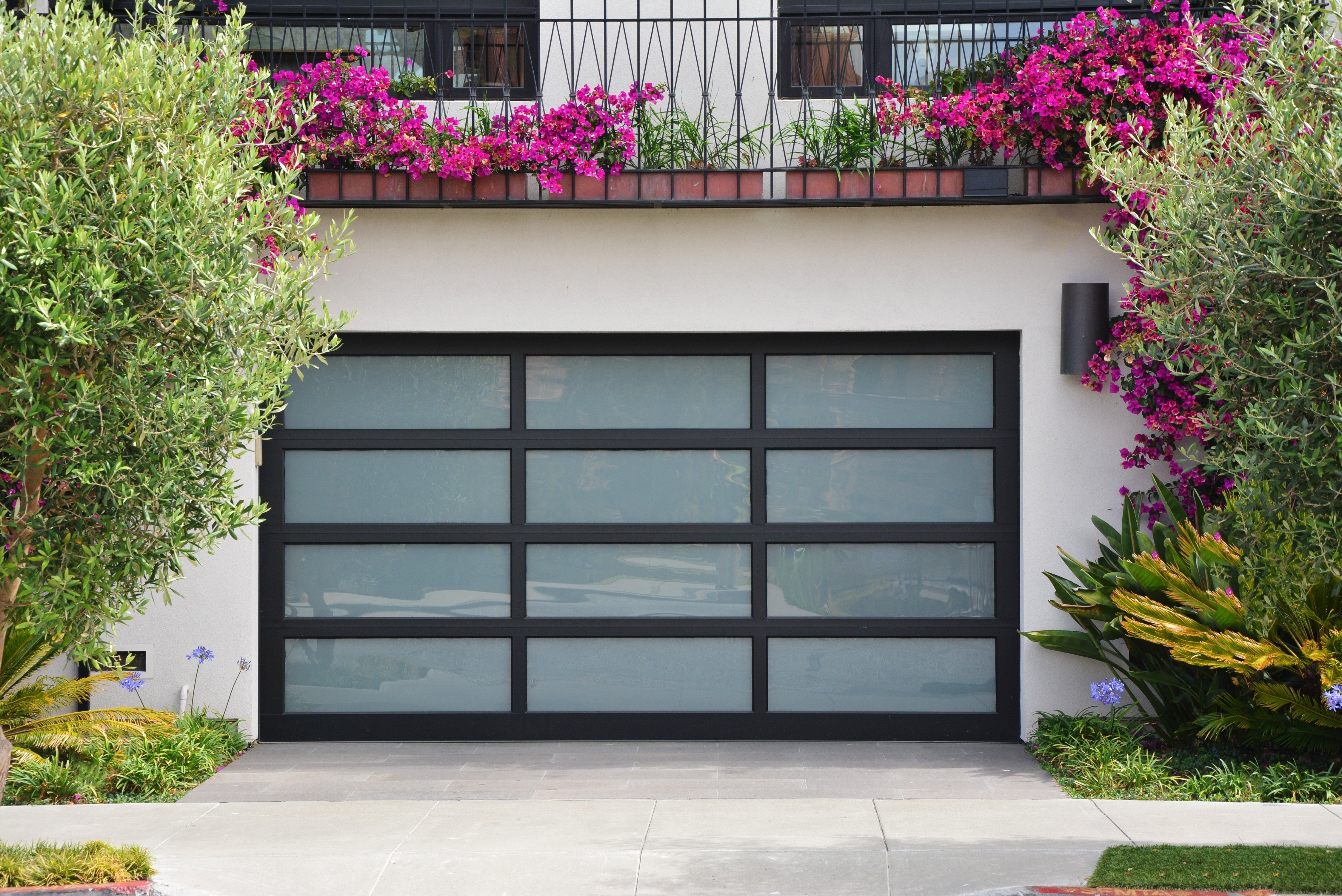 10 X 8 Full View Modern Garage Door With Matte Black Finish With Frost